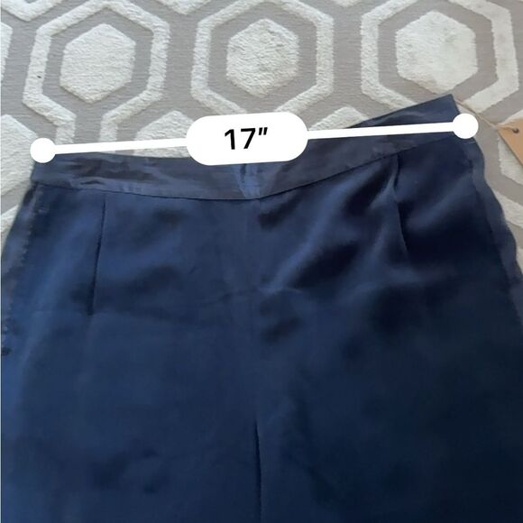 Go by GoSilk Mattes/Shine Wide Leg Silk Pants in Midnight Navy L NWT - Picture 6 of 12